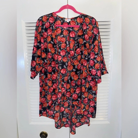 LuLaRoe Lindsay Rose Floral Kimono Coverup - Picture 1 of 5